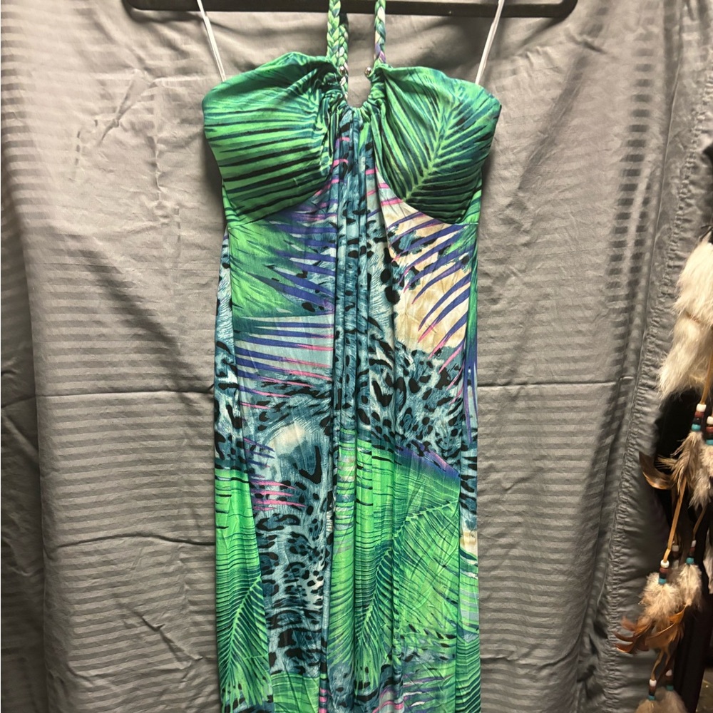 Tropical Green Maxi Dress